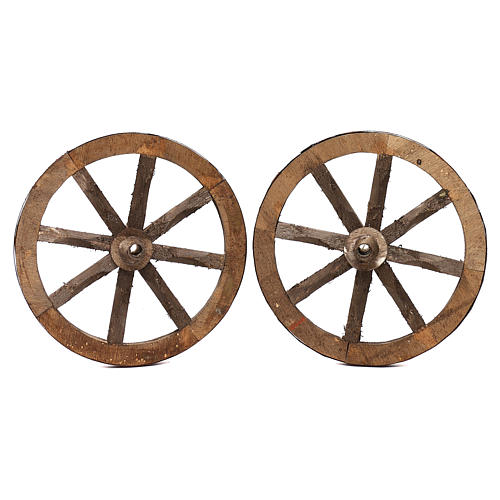 Conjunto duas rodas para carrinho em madeira 20 cm 1