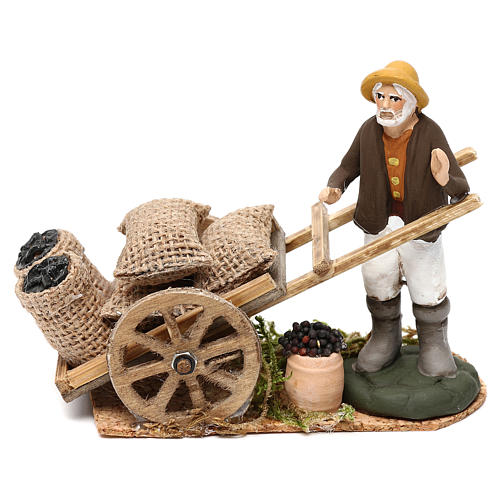 Man with coal cart 8 cm for Neapolitan Nativity Scene 1