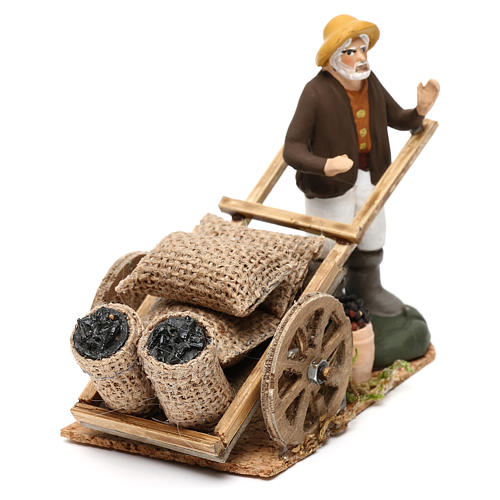 Man with coal cart 8 cm for Neapolitan Nativity Scene 2