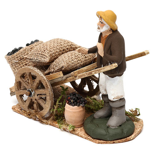 Man with coal cart 8 cm for Neapolitan Nativity Scene 4