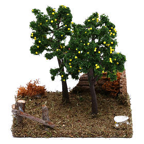 Jardim com árvores de limões para presépio com peças de 8 cm de altura média