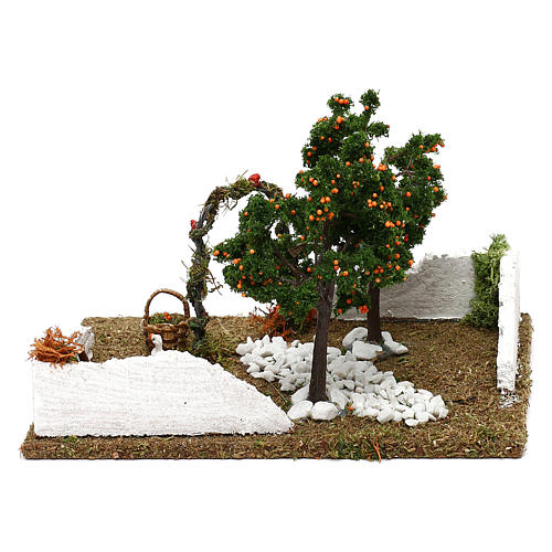 Garden with orange trees and arch, 8 cm nativity 4