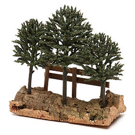 Trees on rock with fence for Nativity scene 8 cm