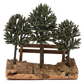 Alberi su roccia con steccato per presepe 8 cm