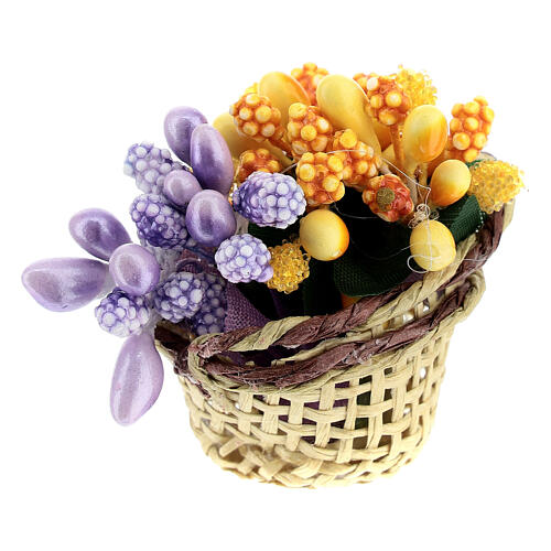 Basket with flowers for Nativity scene real height 4 cm 3