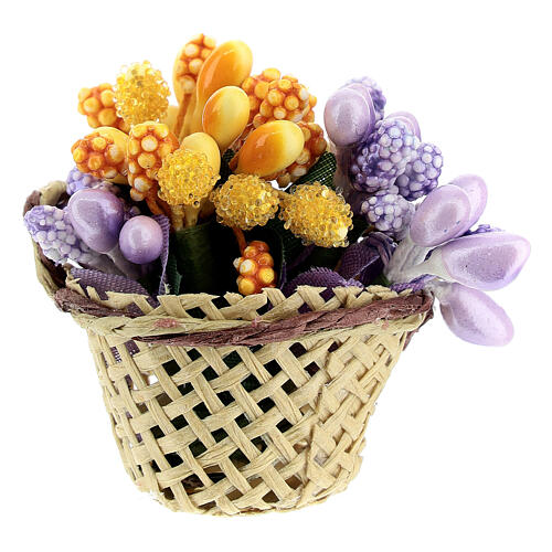 Miniature flower basket, for DIY nativity real h 4 cm 4