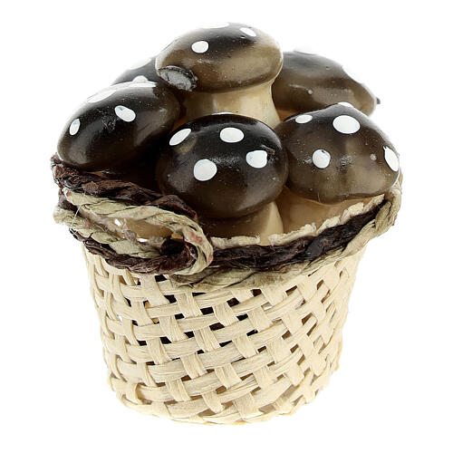 Basket with mushrooms for Nativity scene real height 4 cm 3
