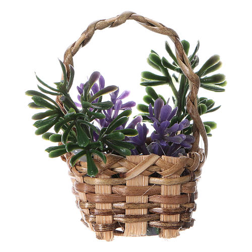 Korb mit Lavendel für DIY-Krippe, reale Höhe 5 cm 1