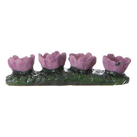 Row of lilac flowers 4 pcs for DIY Nativity scene real height 2 cm