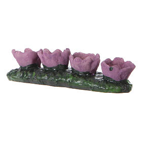 Row of lilac flowers 4 pcs for DIY Nativity scene real height 2 cm