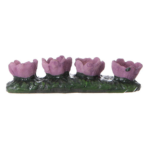 Row of lilac flowers 4 pcs for DIY Nativity scene real height 2 cm 1