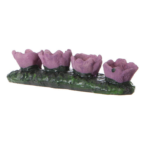 Row of lilac flowers 4 pcs for DIY Nativity scene real height 2 cm 2