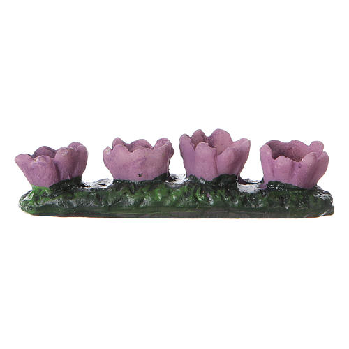 Row of lilac flowers 4 pcs for DIY Nativity scene real height 2 cm 3