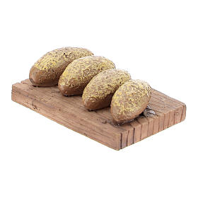 Comida em Miniatura para Presépio: Tábua de cortar com pão em resina 1x4x3 cm para presépio com figuras de 8-10 cm de altura média