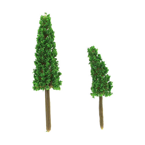 Set arbres cyprès 2 pcs pour bricolage crèche h réelle 6-9 cm 1
