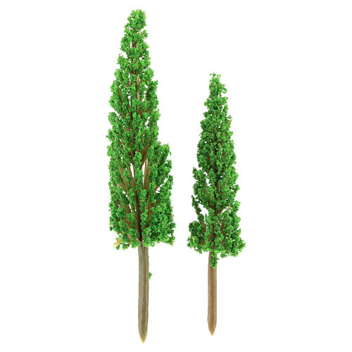 Zestaw drzew cyprysów 2 sztuki do szopki zrób to sam, h rzeczywista 11-14 cm 1