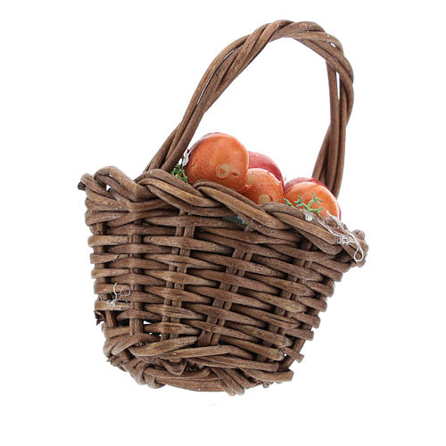 Miniature mixed fruit basket with handle, 12 cm nativity 2