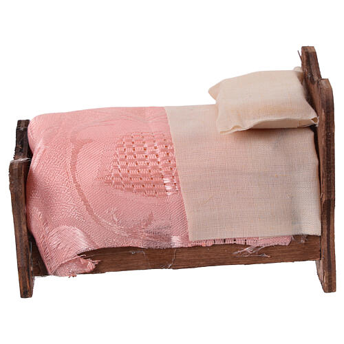 Wooden bed with fabric sheets and fabric 10 cm 1