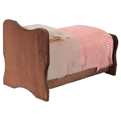 Letto in legno lenzuolo e coperta in tessuto 10 cm 5