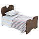 Wooden bed with sheets and fabric blanket 10 cm s3