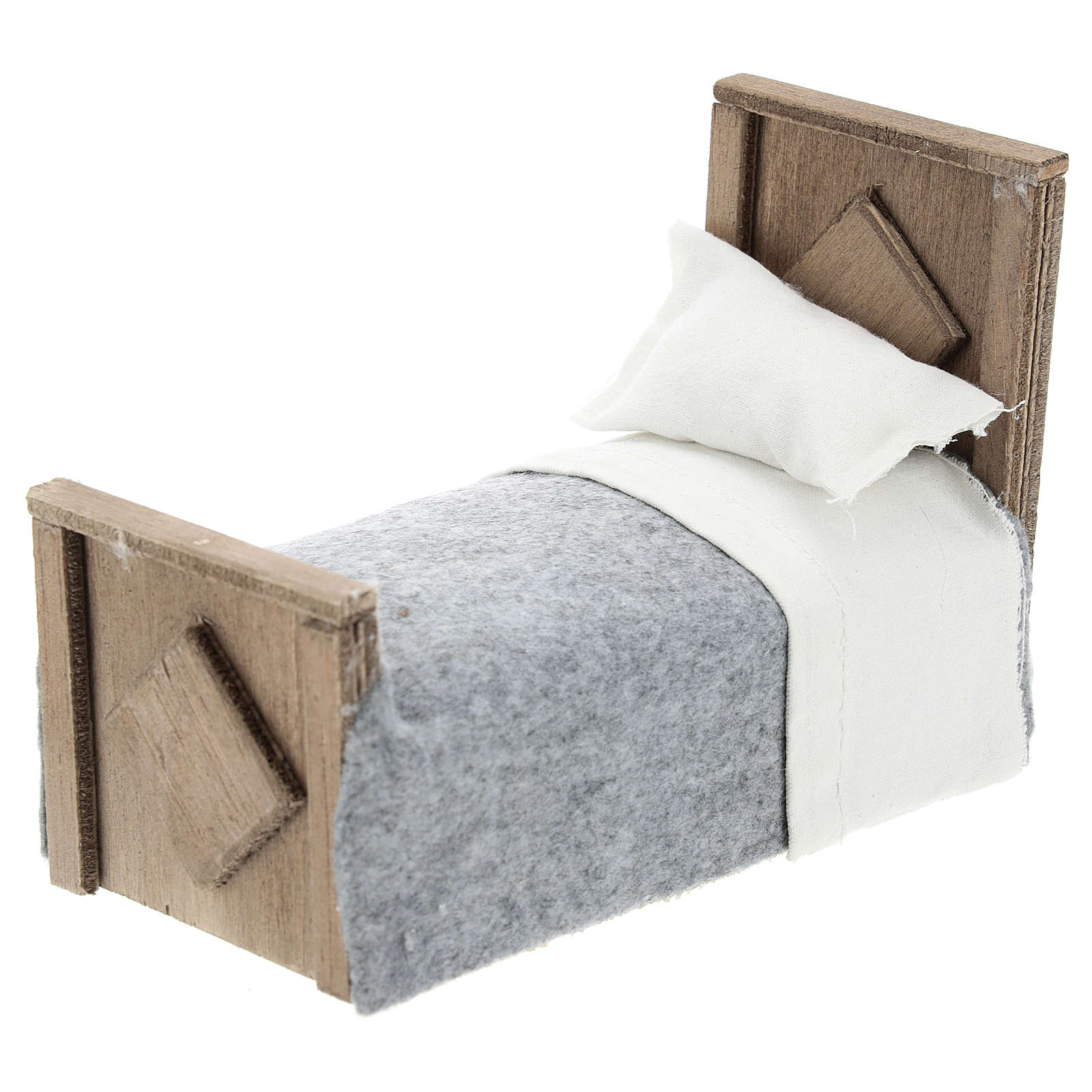 Bett Aus Holz Mit Laken Und Uberwurf Aus Stoff Fur 15 Cm Online Verfauf Auf Holyart