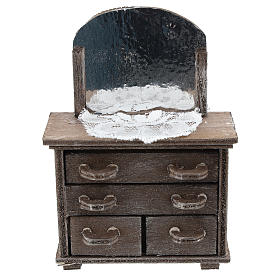 Chest of drawers with mirror and doily for Nativity scenes 10 cm