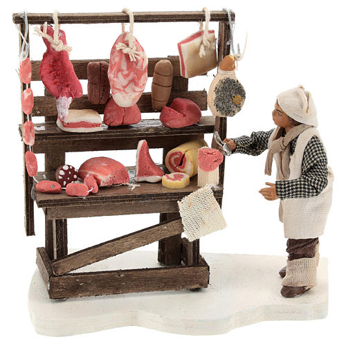Meat and salami stand with butcher, 10 cm 1
