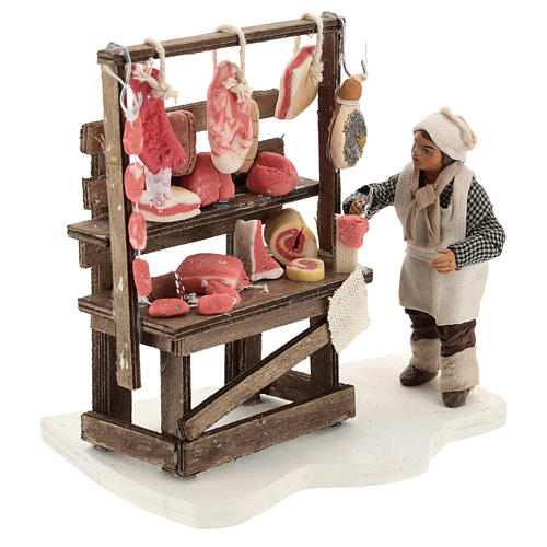 Meat and salami stand with butcher, 10 cm 4