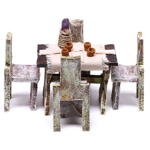 Mini table with 4 chairs for 12 cm nativity, 5x5x5 cm 1