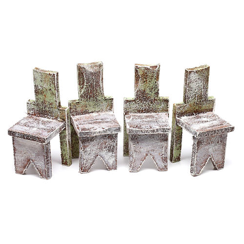 Mini table with 4 chairs for 12 cm nativity, 5x5x5 cm 3