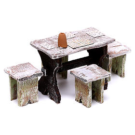Spieltisch und 4 Hocker, 5x5x5 cm, für 12 cm Krippe