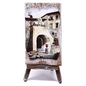 Easel with canvas, for 10 cm nativity 10x5x5 cm