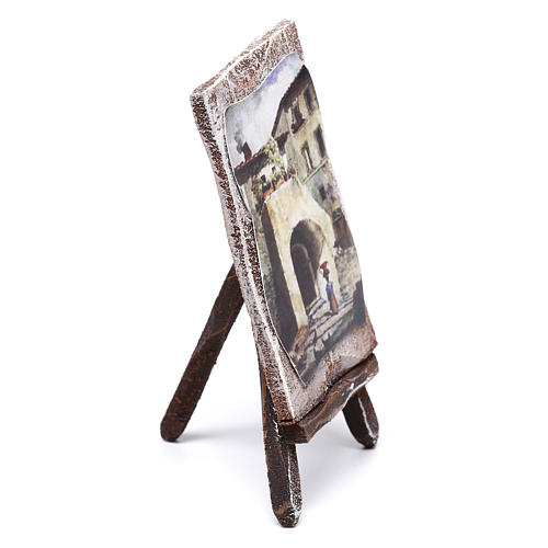 Miniature easel with painted canvass, for 12 cm nativity 10x5x5 cm