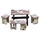 Mini table with cards and 4 benches 5x5x5 cm, for 12 cm nativity s1