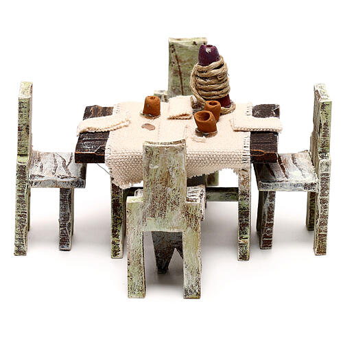 Miniature table with 4 chairs, for 10 cm nativity 5x5x5 cm 1