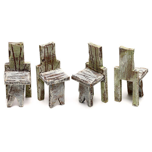 Miniature table with 4 chairs, for 10 cm nativity 5x5x5 cm 3