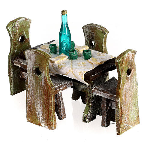 Set table with 4 chairs for 10 cm nativity, 5x5x5 cm 2