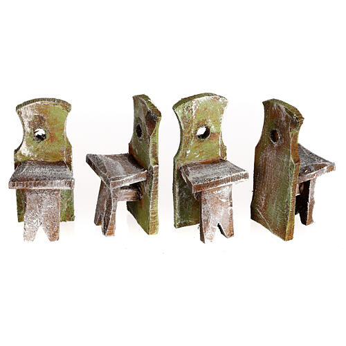 Set table with 4 chairs for 10 cm nativity, 5x5x5 cm 4