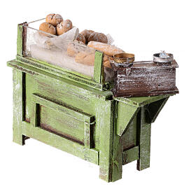 Banca venda pão 10x10x5 cm para presépio napolitano com figuras de 10 cm de altura média