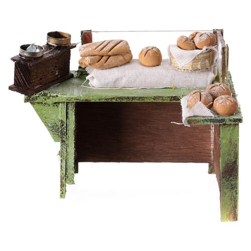 Banca venda pão 10x10x5 cm para presépio napolitano com figuras de 10 cm de altura média 4