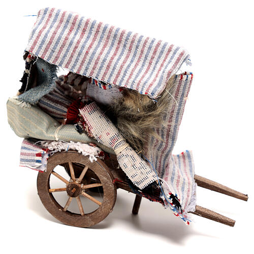 Wózek sprzedawcy dywanów 15x15x5 cm, szopka neapolitańska 14 cm 1