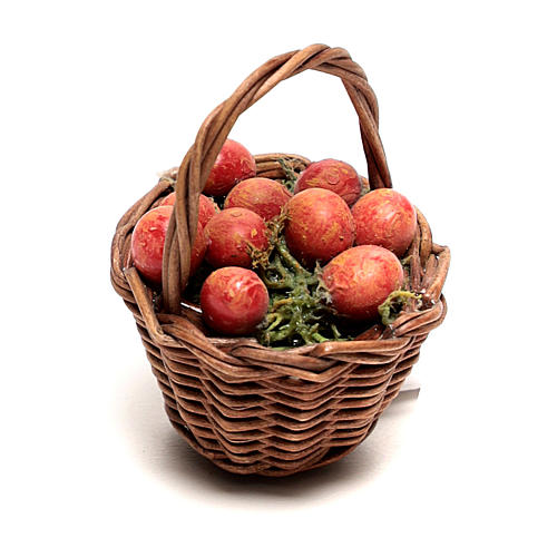 Basket with apples for Neapolitan Nativity scene of 12 cm 1
