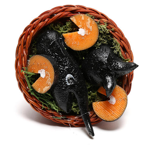 Round basket with fish for Neapolitan Nativity scene of 24 cm 2