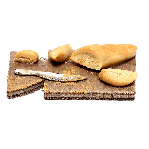 Tagliere con pane per presepe napoletano di 24 cm 3