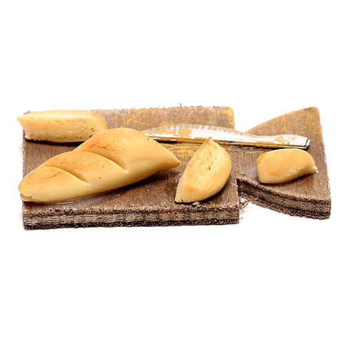 Tábua de corta com pão para presépio napolitano com figuras de 24 cm de altura média 1