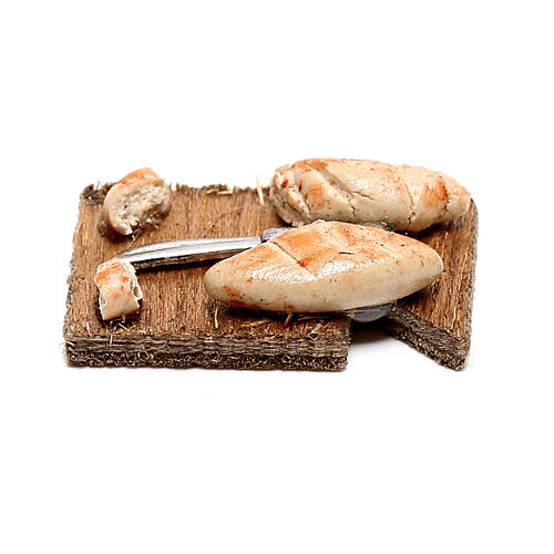 Tábua de corta com pão fatiado para presépio napolitano com figuras de 12 cm de altura média 3