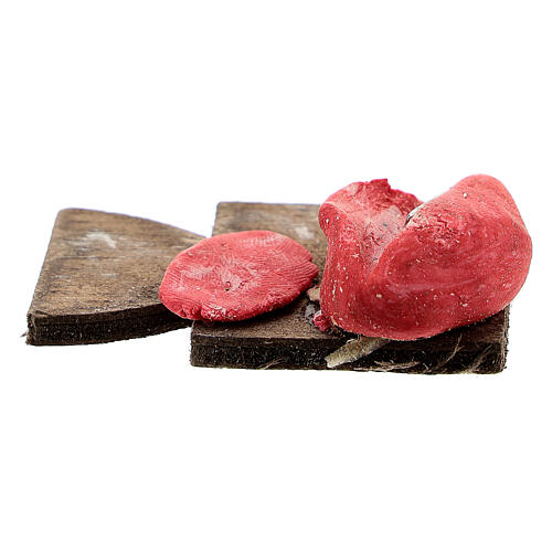 Holzbrett mit Fleisch für 12cm neapolitanische Krippe 3