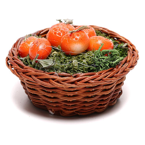 Round basket with oranges for Neapolitan Nativity scene of 24 cm 1