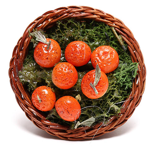 Round basket with oranges, for 24 cm Neapolitan nativity 2