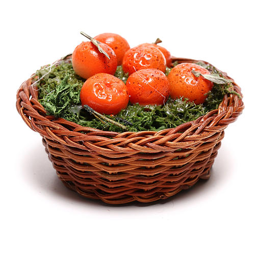 Round basket with oranges, for 24 cm Neapolitan nativity 3